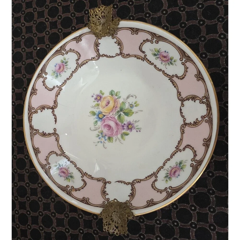 Rare ANTIQUE Handpainted VintagePink LIMOGES Signed BowlAshtray 6